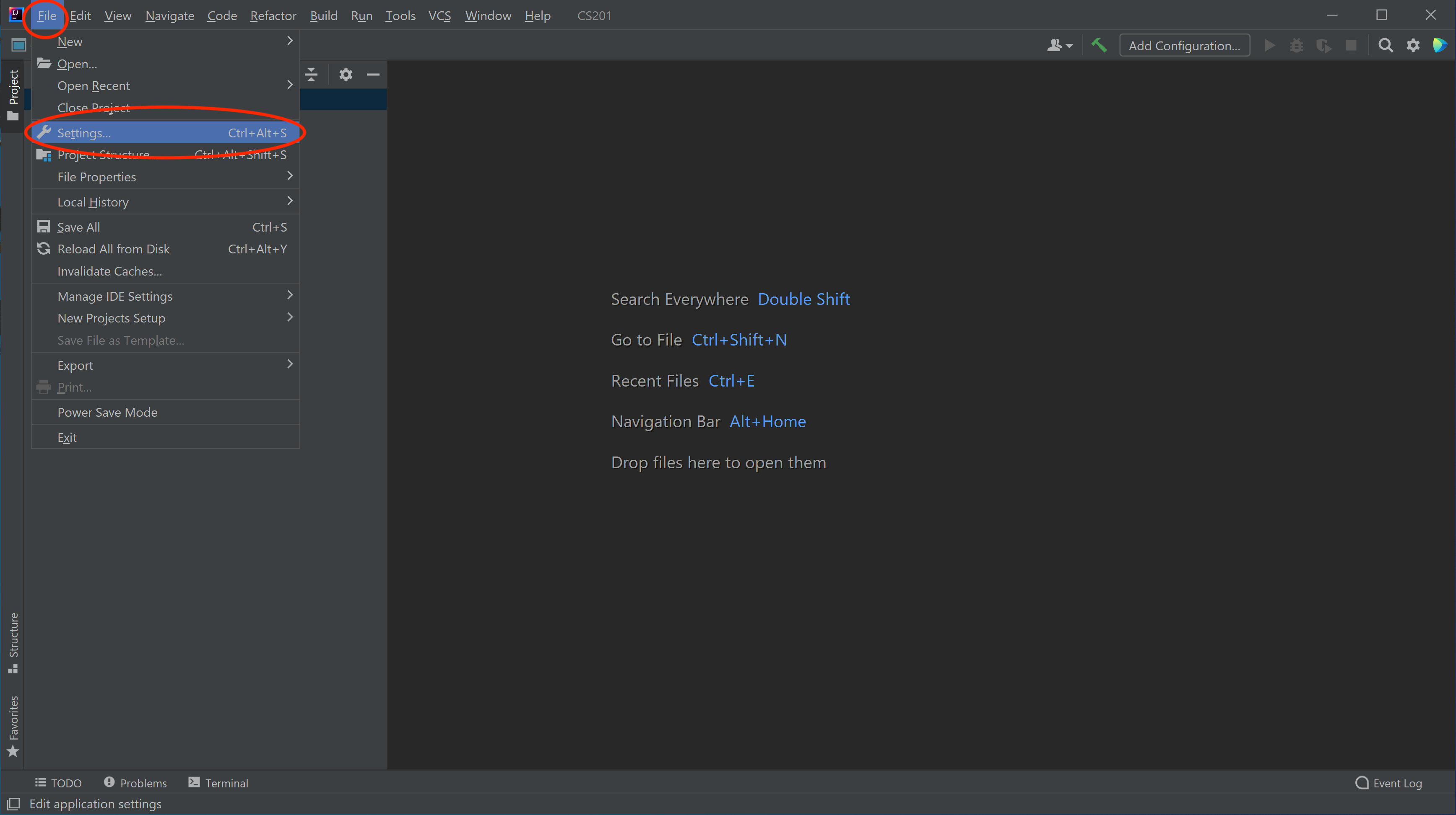 IntelliJ Select Settings Window
