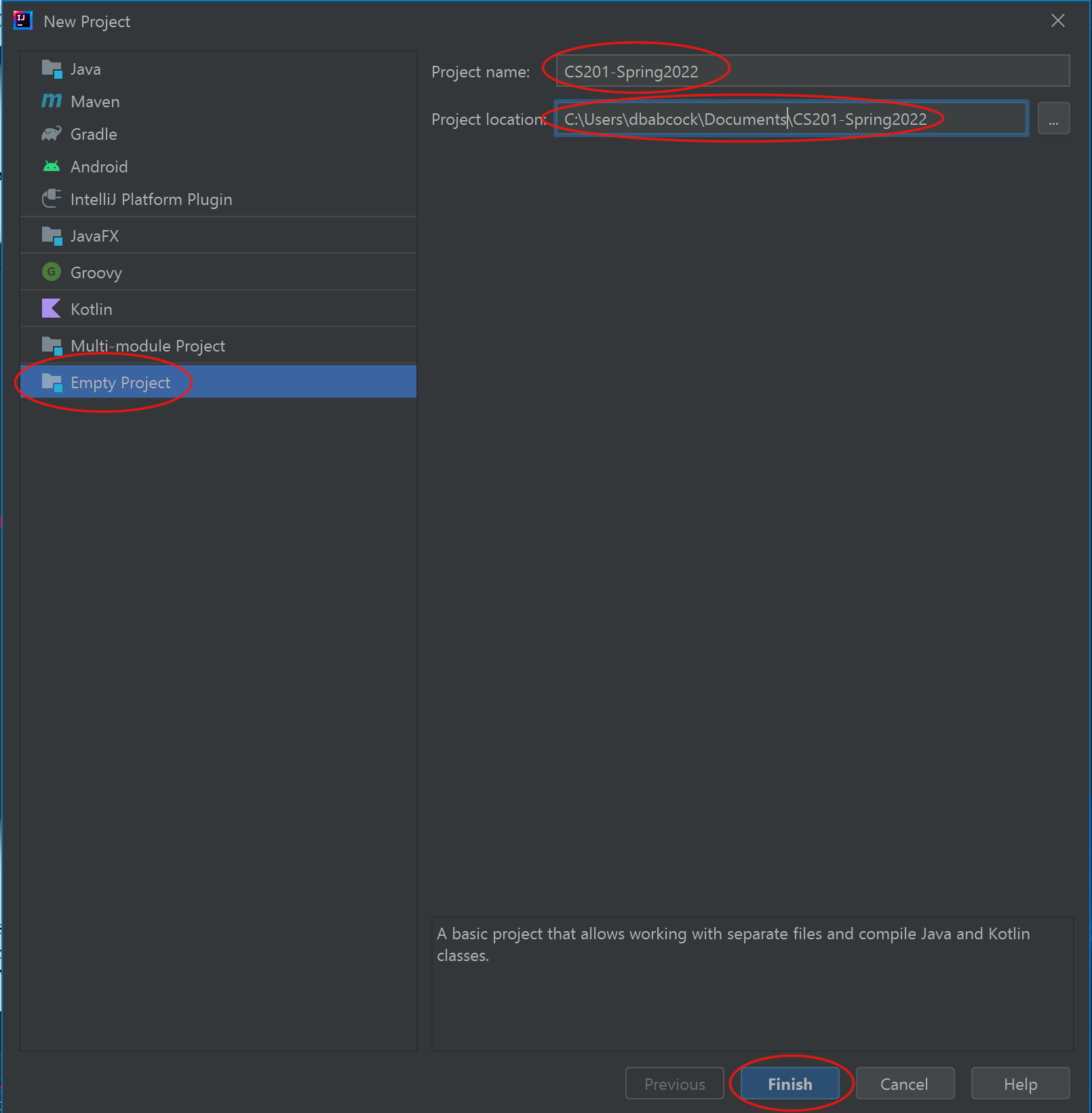 IntelliJ New Project Window